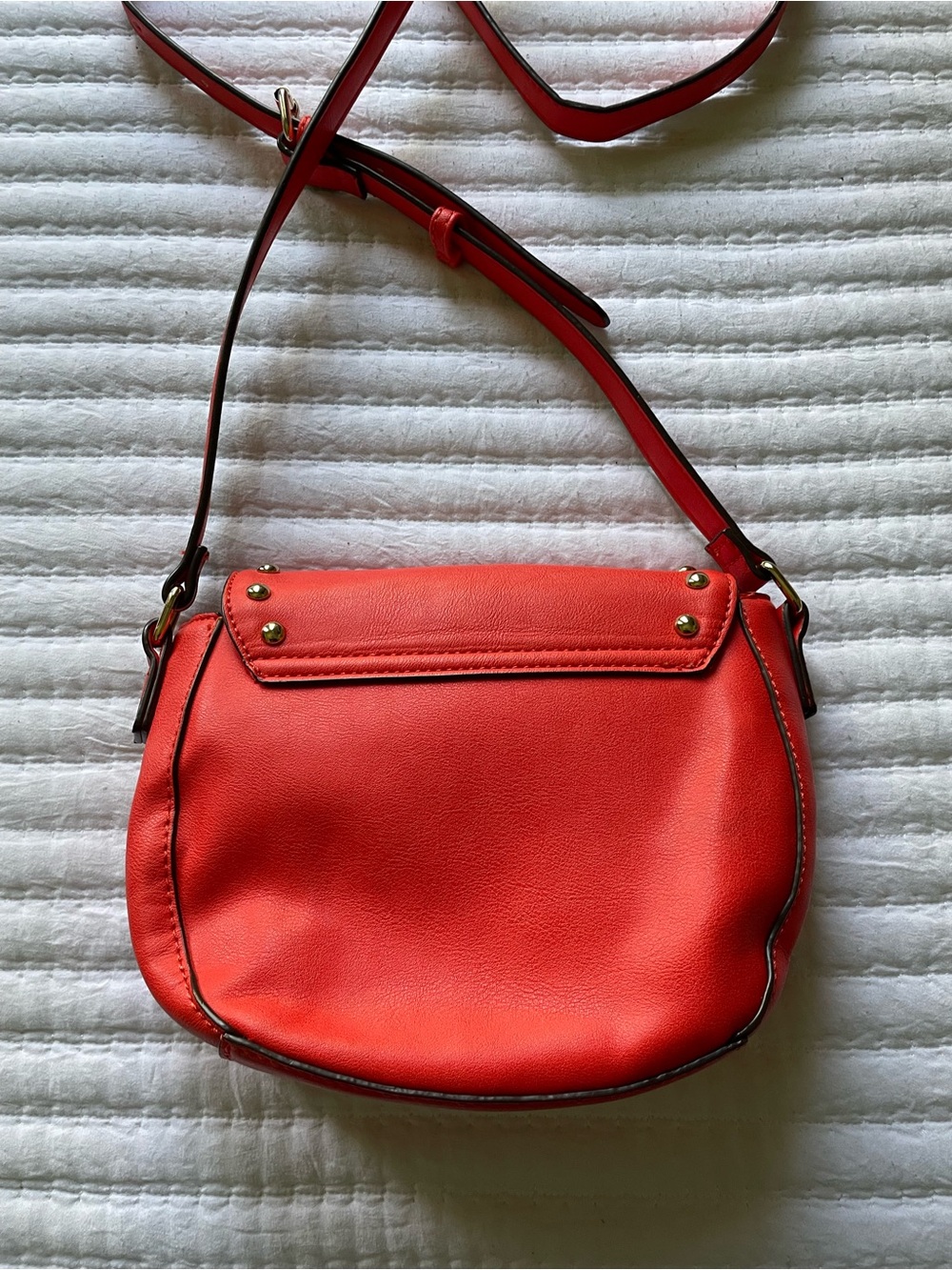 JustFab Orange Studded Saddle Crossbody Purse - Picture 9 of 11